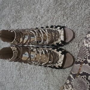 Snake Skin  Gray and Black Shoes